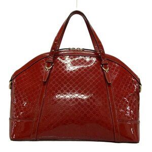 Auth GUCCI Nice/Micro Gucci Shima 309614 Red Patent Leather Handbag